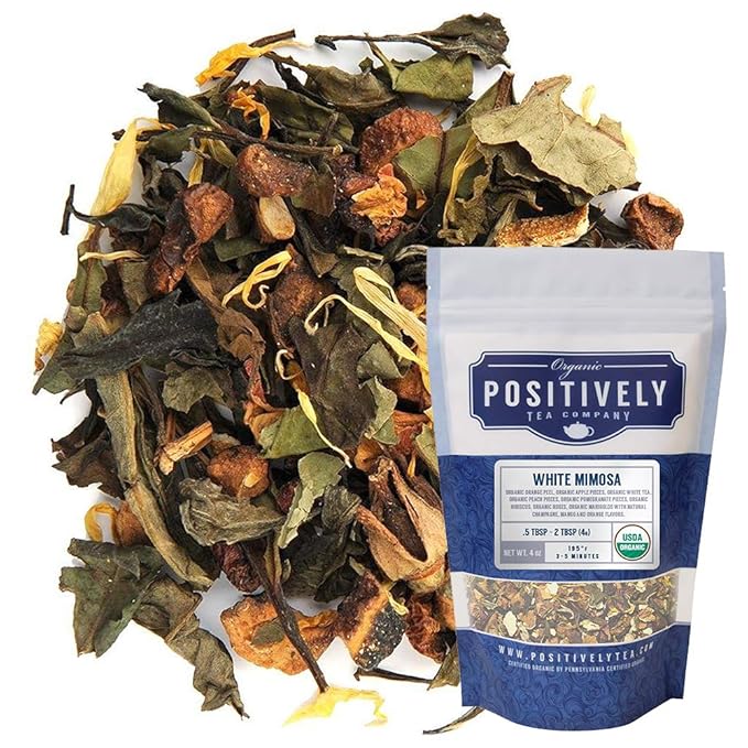 Organic Positively Tea Company, White Mimosa White Tea, Loose Leaf, 4 Ounce - Bloomnest