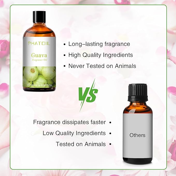 PHATOIL 3.38FL.OZ Guava Fragrance Oils for Aromatherapy, Essential Oils for Diffusers for Home, Perfect for Diffuser, Yoga, Skin Care, DIY Candle and Soap Making - 100ml - Bloomnest