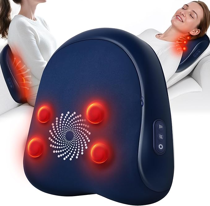 Shiatsu Back and Neck Massager with Heat – Deep Kneading Massage Pillow for Relaxation – Corded Design for Full Body Use - Bloomnest