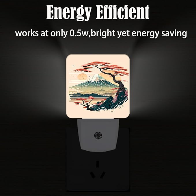 Mount Fuji Night Light,Plug-in Night Lights with Dusk to Dawn Sensor for Stairway,Hallway,Bedroom Sleep Friendly Ideal for Women/Girls/Boys Gift,0.5w - Bloomnest