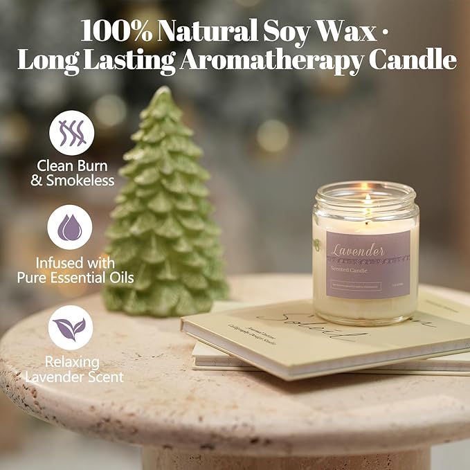 6 Pack Candles for Home Scented Aromatherapy Candles Gifts Set for Women, Lavender Candle, 37.8 oz 300 Hour Long Lasting Candles, Stocking Stuffers, Birthday, Valentine, Christmas, Anniversary Present - Bloomnest
