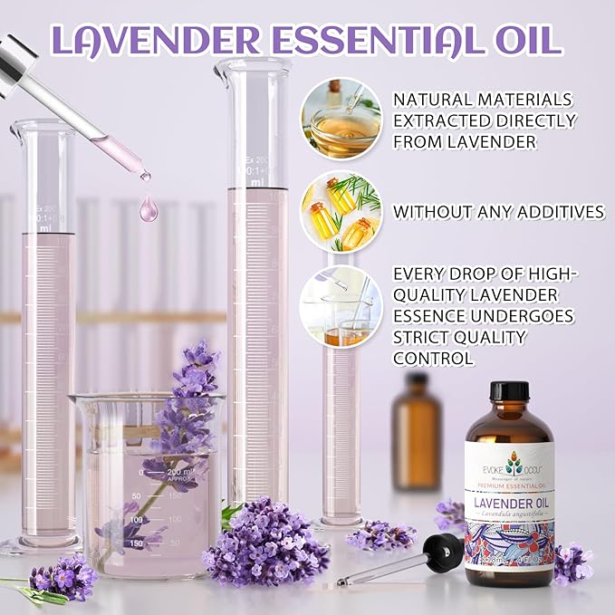 EVOKE OCCU Lavender Essential Oil for Sleeping Aid in The Bedroom, Relaxation in The Office Living Room & DIY Wool Dryer Balls - 4 Fl Oz - Bloomnest