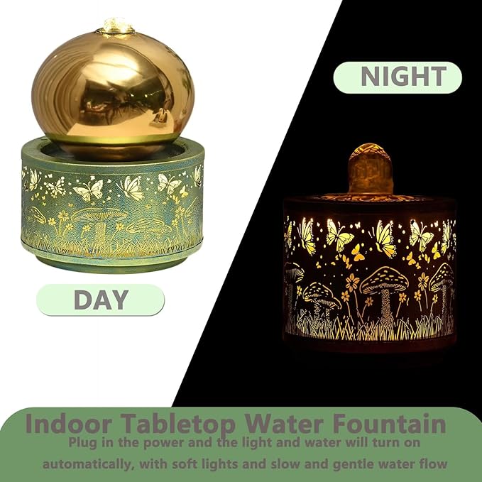 Tabletop Water Fountain Waterfall Fountain with Lights Automatic Pump - Automatic Pump, Home Kitchen Office Decoration Modern Design Style Blue - Bloomnest