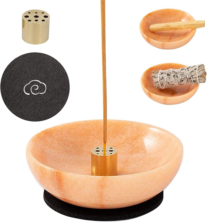 Rare Natural Red Marble Incense Holder, Astonishing Incense Burner for Meditation - Sunset Red - Bloomnest