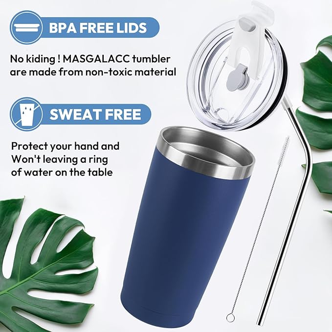 MASGALACC Birthday Gifts For Dad From Daughter, Son, Kids - Husband Present Ideas Coffee Mug For Bonus-Dad, Valentines Fathers Day Christmas - 20 Oz Tumbler, Navy Blue