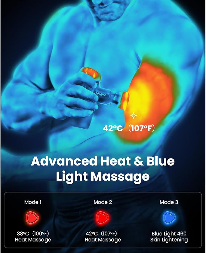 BOB AND BRAD M7 Plus Mini Massage Gun with Heat, Pocket-Sized Heated Deep Tissue Massager, Portable Percussion Muscle Travel Massager Gun, Ultra Light Small & Quiet Massage Gun - Bloomnest