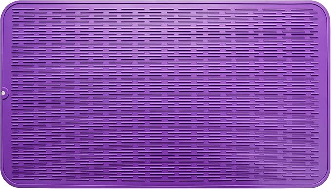 Silicone Dish Drying Mat for Multiple Usage,Easy clean,Eco-friendly,Heat-resistant Silicone Mat for Kitchen Counter or Sink,Refrigerator or Drawer Liner Purple 4XL 32 inches x 18 inches - Bloomnest