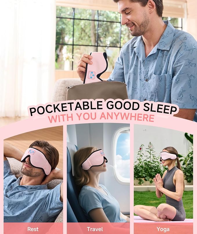 Voerou Sleep Headphones, 3D Wireless Bluetooth Eye Mask, Sleeping Headphones Earbuds for Side Sleepers with Ultra-Thin Stereo Speakers, Suitable for Sleep Office Nap Travel Meditation Cool Gadgets - Bloomnest
