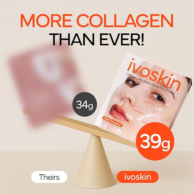 Collagen Jelly Hydro-bomb Plump Mask, Hydrating 39g x 4ea Real Collagen Mask, Firming and Moisturizing for Glow Skin, Collagen Water over 670,000 ppm - Bloomnest