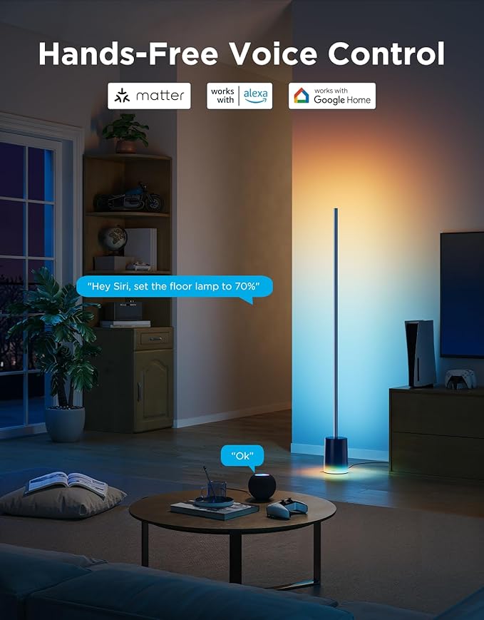 Govee Floor Lamp 2 with Matter, RGBIC, Warm Cool White LED, Alexa Compatible, 1725lm, Music Sync, Scene Modes, Smart Floor Lamp for Living Room, Bedroom, Blue(1 Pack) - Bloomnest