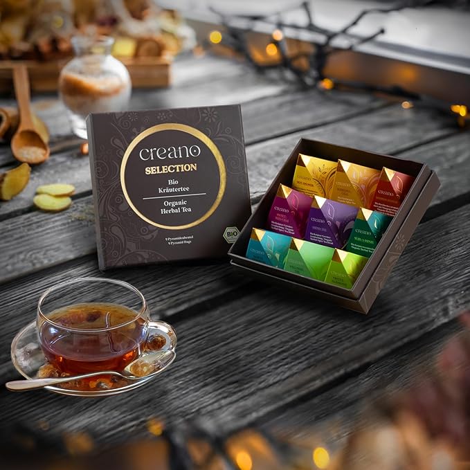 Creano Organic Herbal Tea Gift Set "Organic Herbal Tea" – 9 Pyramid Tea Bags in 9 Different Varieties – 22,5 g* - Bloomnest