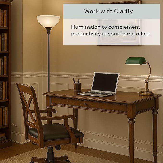 LIGHTACCENTS Bronze Floor Lamp, 72'' Torchiere with Glass Shade, Modern Floor Lamp for Living Room, Bedrooms, Office - Bloomnest