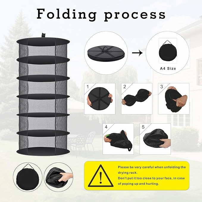 Herb Drying Rack Hanging Collapsible Drying Net for Garden Hydroponic Plant, Flowers, Herbs,Dry Mesh Folding Dryer(6 Layer) - Bloomnest