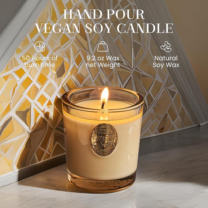 M&SENSE Natural Soy Candle | Cheer Champagne & Gold | 9.2 oz, 50H Burn Time | Luxury Scented Candle for Relaxation, Gifting, Home Décor | Ideal for Bedroom, Office, Party Ambiance - Bloomnest