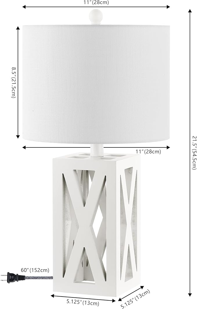 JONATHAN Y JYL1062B-SET2 Stewart 21.5" Wood LED Table Lamp Farmhouse, French Country, Rustic, Bohemian, Bedroom, Living Room, Office, College, Bookcase, White (Set of 2) - Bloomnest