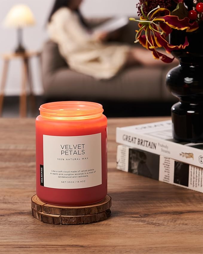 M&SENSE Sandalwood Floral Large Soy Candles for Home Scented, Organic Natural Soy Wax 19.4oz 110 Hour Long Lasting, Luxury Floral Scented Candle Gifts for Women - Bloomnest