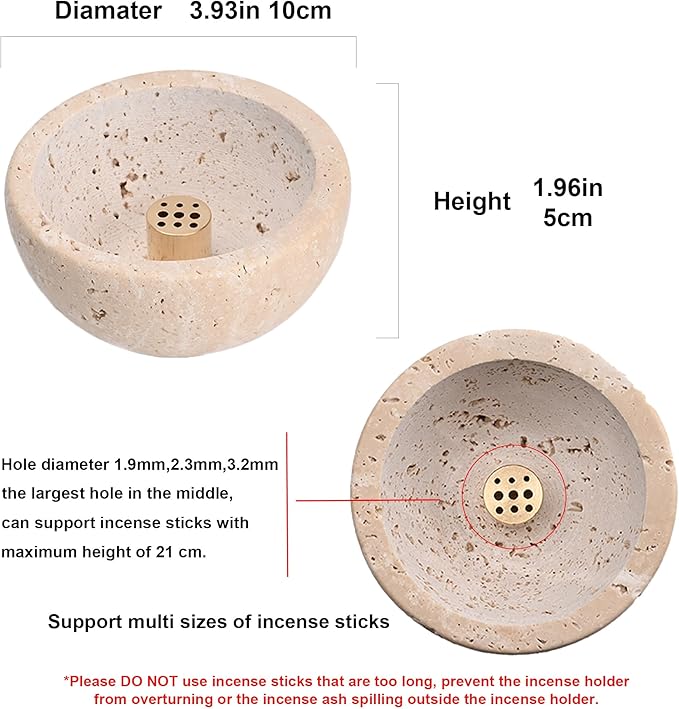 Incense Holder for Sticks and Cones - Handcrafted Limestone Incense Burner and Ash Catcher, Modern Stone Holder for Aromatherapy, Meditation, and Japanese Incense - Bloomnest