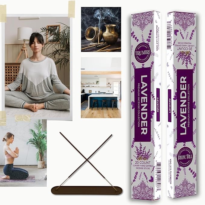 Lavender Incense Sticks - Incienso de Lavanda - Total 120 Insence-Sticks - 6 Packs of 20 Insense - Inciensos - Inscents - Natural Non Toxic Ingredients - Incents - Incence - Inscense - Insents TRUMIRI
