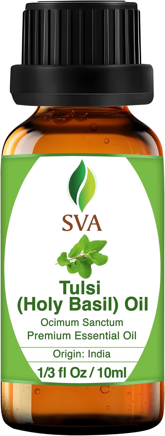 SVA Holy Tulsi Essential Oil – 1/3 Fl Oz – 100% Natural Tulsi Oil - for Diffuser, Hair Care, Face, Skin Care, Aromatherapy, Scalp and Body Massage, Soap and Candle Making - Bloomnest