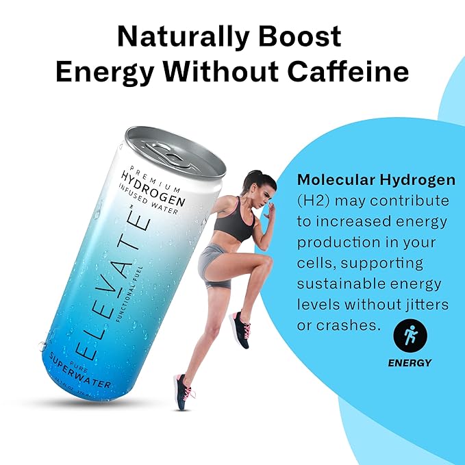 ELEVATE SUPERWATER Premium Hydrogen Water (24 pack). Highest Hydrogen (3-5 PPM) and Lowest -650 ORP. Supports Recovery, Energy, Hydration, Focus, and Endurance. BACKED BY SCIENCE. - Bloomnest