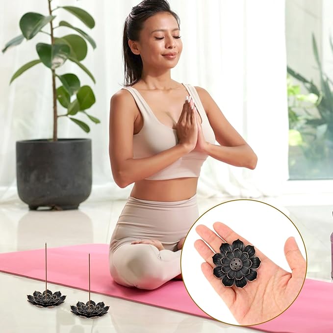 2 Pcs Lotus Incense Holder Lotus Incense Stick Holder Burner for Home Fragrance Yoga Sauna SPA Vintage Flower Shaped Multihole Holders for Stick 3.5× 3.5 Inches Women Festival Gifts - Bloomnest