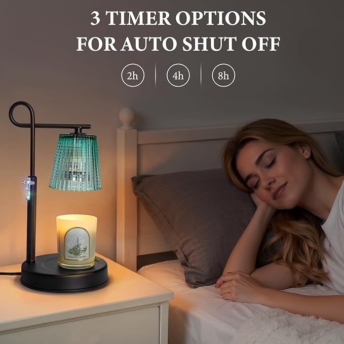 Candle Warmer Lamp with Timer Dimmer, Adjustable Height Wax Warmer Lamp for Jar Candle, Wax Melter House Warming Gifts New Home Décor, Birthday Gifts for Women Mom (Black) - Bloomnest