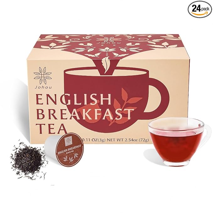 Johou English Breakfast Black Tea Pods, Compatible with All K-Cup Brewers & Keurig 2.0, 24 pods - Bloomnest