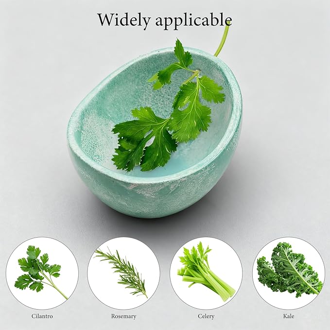 Frstem 2pcs Pottery Herb Stripper (Green Bowl+Herb Stripper),Handmade Ceramic Herb Stripper with Different Sizes of Round Holes,Kitchenware for Efficient Leaf Stripping - Bloomnest