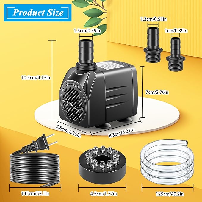 3 Pack Submersible Pump with Led Light, Small Fountain Pump with Tubing, Submersible Water Pump for Aquarium Fish Tank Indoor or Outdoor Pond Fountain Hydroponics Statuary (25W 400GPH) - Bloomnest