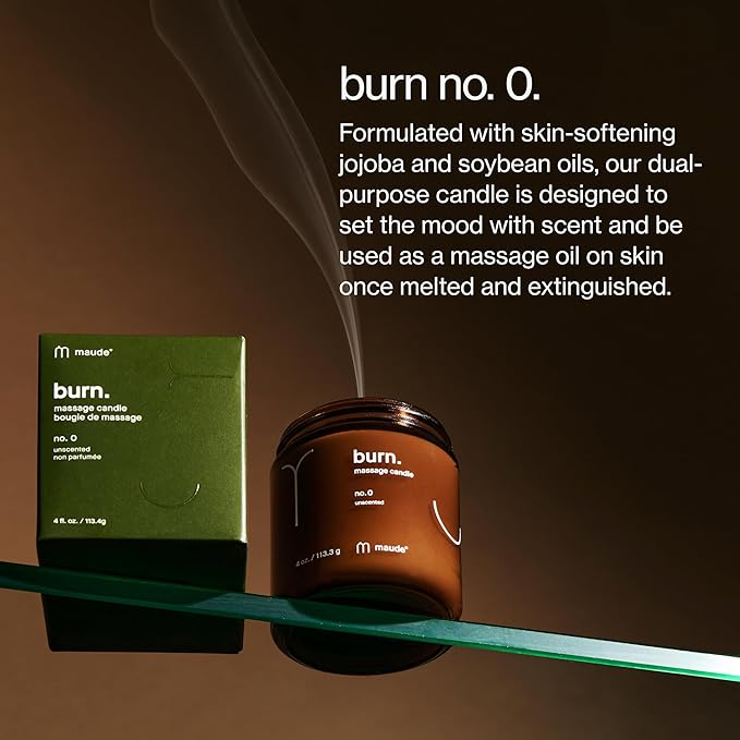Maude Burn No. 0 - Unscented Jojoba Oil Massage Candle with Hydrating, Skin-Softening Soybean Oil - Paraben, Cruelty + Phthalate-Free Massage Oil Candle - Home + Self Care Gifts for Women & Men (4 oz) - Bloomnest