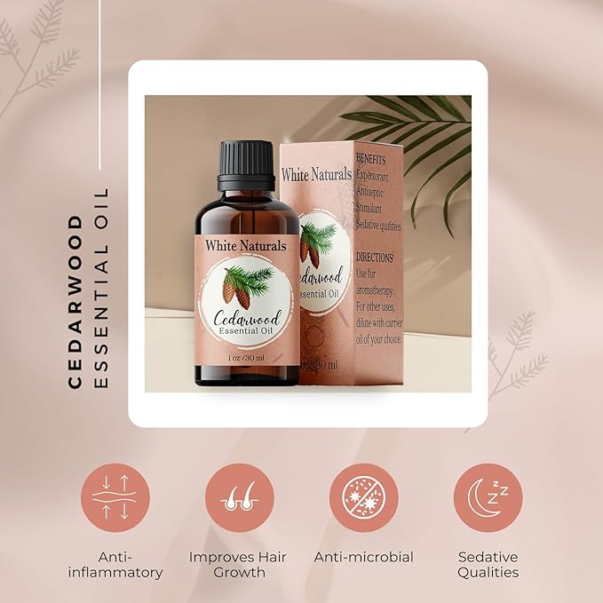 Cedarwood Essential Oil - Organic Pure Natural Undiluted Cedar Wood for Aromatherapy Home Diffuser, Premium Therapeutic Grade, Perfect for Massage Hair Body Skin Candle Soap Making with Glass Dropper - Bloomnest