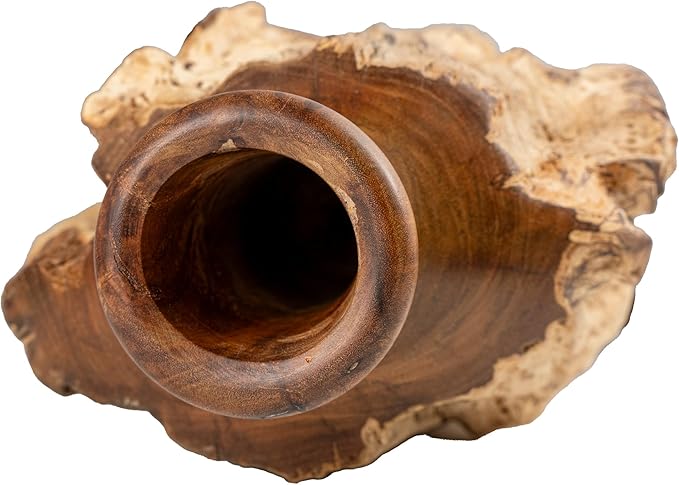 Vitex Pubescens Vahl Handcrafted Natural Wooden Vase; H(11.8”) x D(5"-6.5"); Unique Wooden Vase - Bloomnest