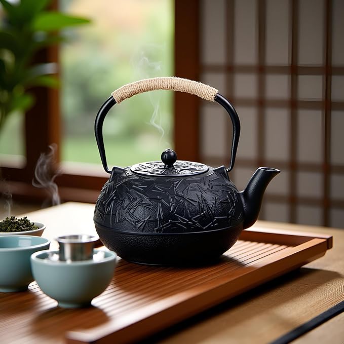 60.9oz YJX Cast Iron Teapot, Japanese Tetsubin Tea Kettle for Stovetop Safe, Cast Iron Tea Pot with Infuser for Loose Leaf, Black Kettle Teapot, Good Gift For Tea Lovers(1800ml) - Bloomnest