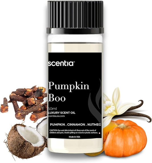 Pumpkin Boo Essential Oil – 50ml Premium Fall Fragrance Oil for Diffusers, Candles & DIY – Cozy Pumpkin Spice Scent for Home, Autumn Décor & Thanksgiving Gifts Scentia