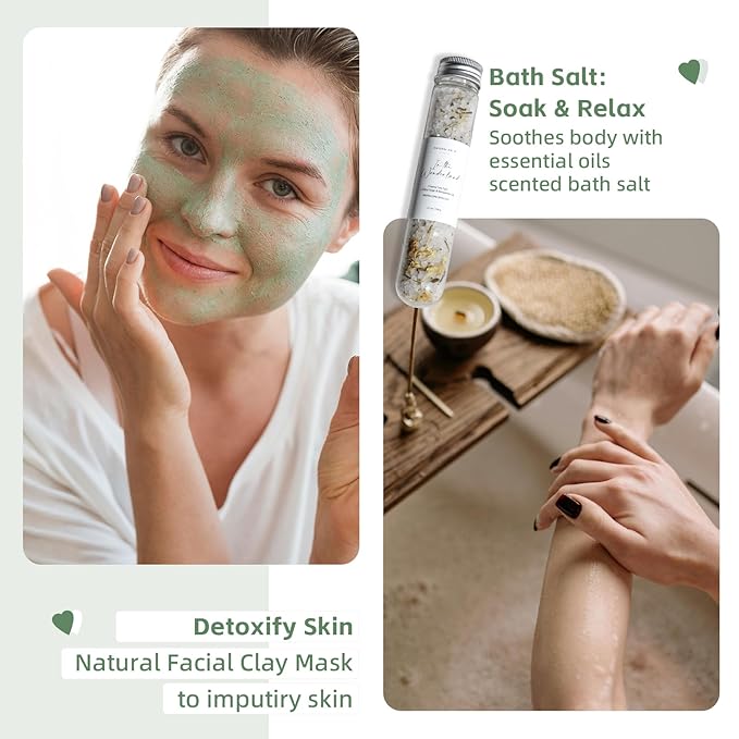 Natural Amor Christmas Spa Gifts for Women and Men,6 pcs Self Care Box Including Candle, Bath Salt, Socks, Thank You Gift - Bloomnest