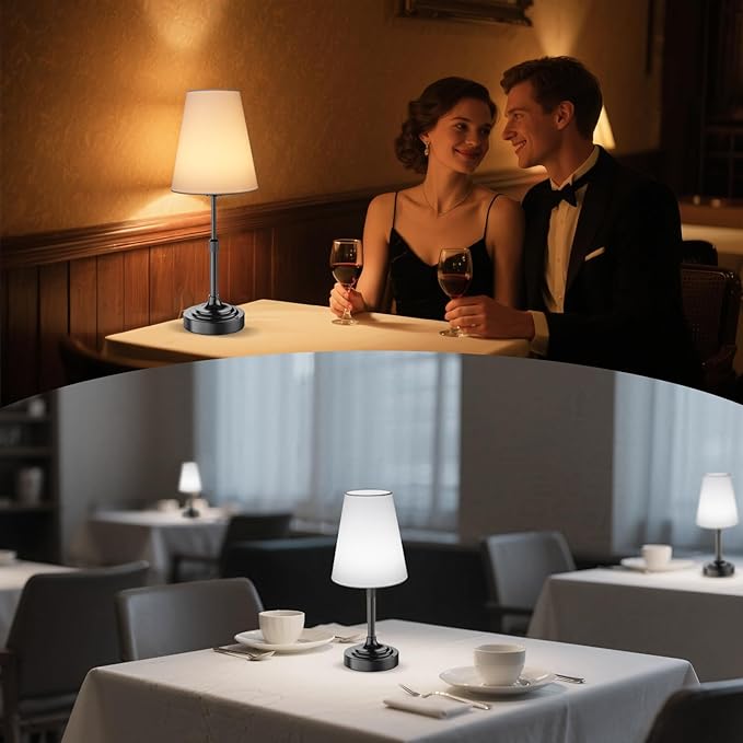 Portable Cordless Table Lamp, Built in Rechargeable Battery, 2700-6000k Color Temperature, Fully Dimmable, Scalable, Ambient Light for Patio, Restaurant, Bar, Bedroom, Dining (Black) - Bloomnest