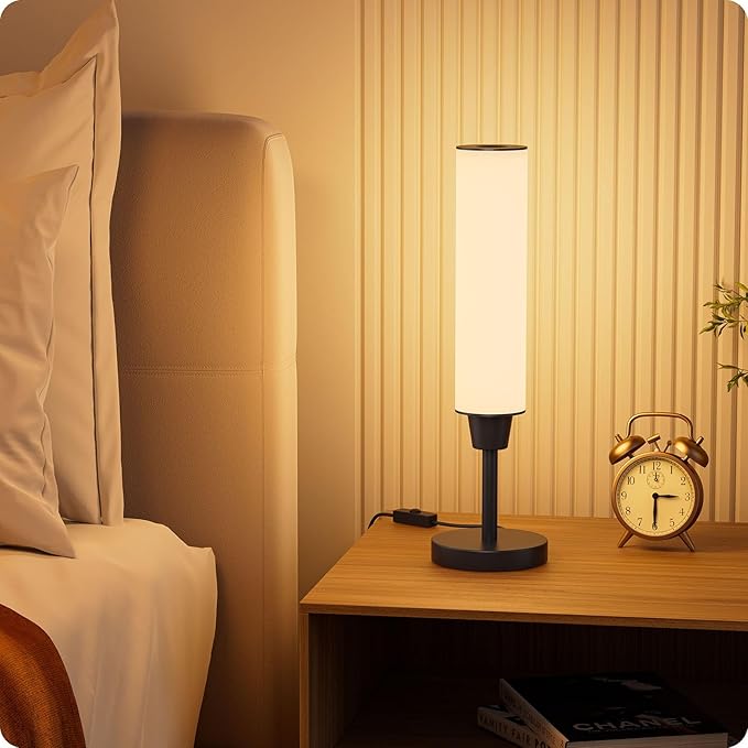 Table Lamp with Remote，Bedside Lamps for Night Stands, Nightstand Lamp with Adjustable Brightness (10%-100%) and Color Temperature (3000k-6000k),Small Lamp for Bedroom Living Room Office (black) - Bloomnest