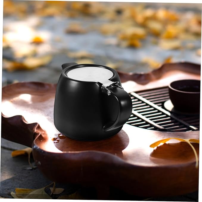 Angoily Ceramic Tea Pot with Strainer for Loose and Flower Tea Small Capacity Kitchen Teapot with Comfortable Handle Easy to Clean and Pour for Home Brewing and Giving