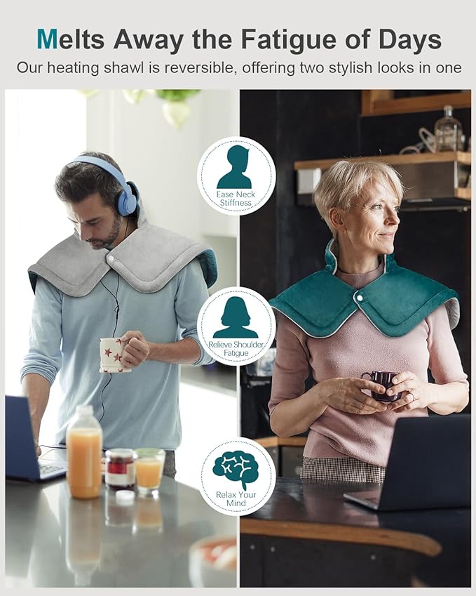Heating Pad for Neck Shoulders Back, Valentines Day Gifts for Her Him, Weighted Heated Pad Neck Wrap Warmer for Mom Dad, Anniversary | Birthday Gifts for Women Men Wife Husband Girlfriend Boyfriend - Bloomnest
