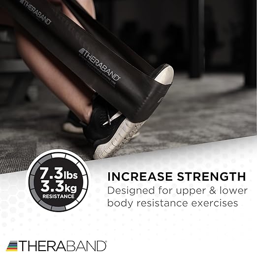 THERABAND Resistance Bands Set, Advanced Kit, Blue, Black, Silver, Latex Elastic Bands for Exercise & Physical Therapy, Strength Training Bands for Upper & Lower Body Fitness - Bloomnest