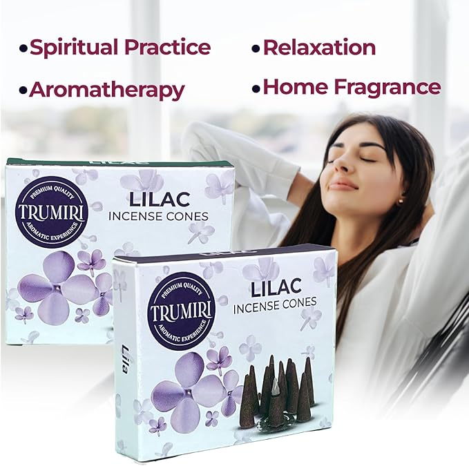 Lilac Incense Cones - Total 60 Cones - Six Packs of 10 - Scented TRUMIRI