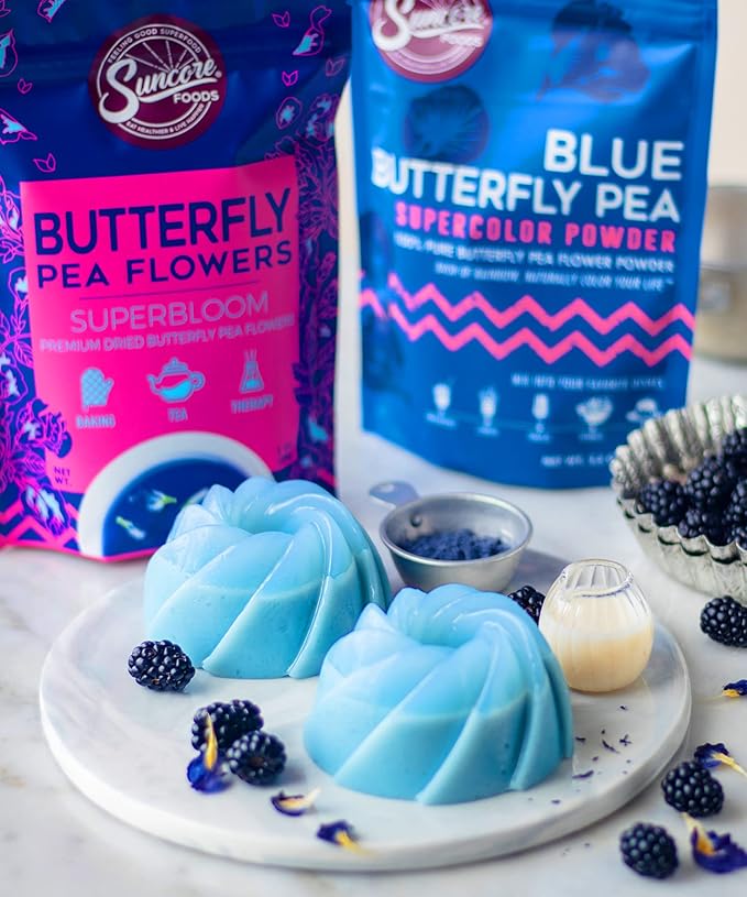 Suncore Foods Dried Butterfly Pea Flowers Bloom, Caffeine-Free Tea, Gluten-Free, Non-GMO, 1oz (1 Pack) - Bloomnest