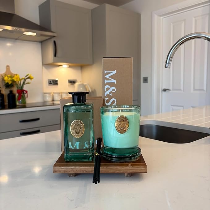 M&SENSE Natural Clean Scented Soy Candle | Fresh Linen & Neon Blue | 9.2 oz, 50H Burn Time | Luxury Scented Candle for Relaxation, Gifting, Home Décor | Ideal for Bedroom, Office, Party Ambiance - Bloomnest