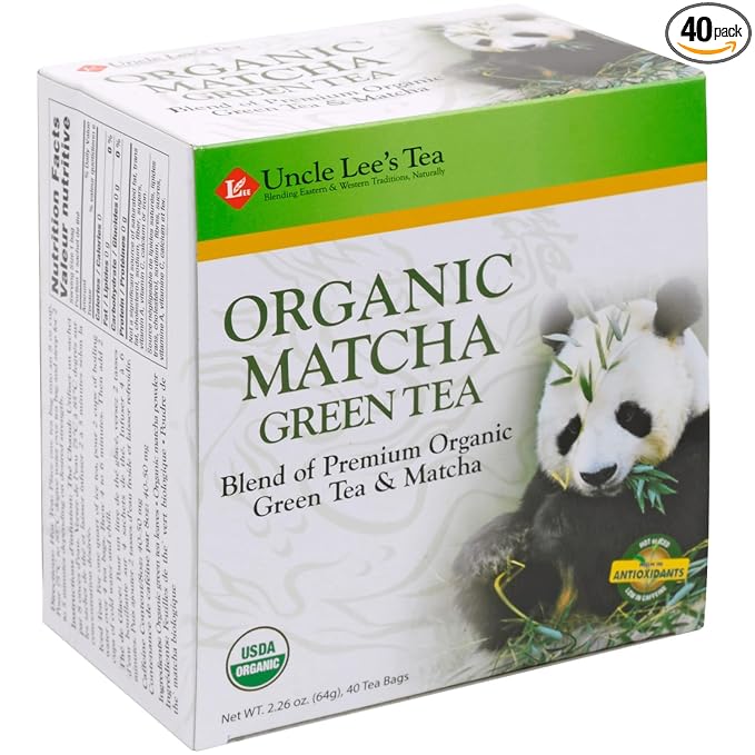 Uncle Lee's Organic Matcha Green Tea Bags, 40 Count – Antioxidant-Rich, Low Caffeine, Naturally Energizing Blend - Bloomnest