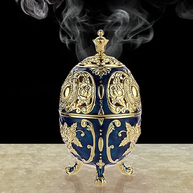 JUXYES Vintage Incense Burner Holder with Removable Ash Catchers, Metal Censer Antique Cone Coil Incense Burner Holder Zinc Alloy Spiritual Aromatherapy Yoga Meditation Gifts Retro Home Decoration - Bloomnest