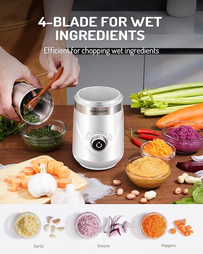 SHARDOR Electric Super Silent Blade Coffee Grinder, Timed Grind Control Rotary Knob, Adjustable Coarse to Fine for Coffee Beans, Spices & Herbs, with 2 Removable Stainless Steel Bowl, White - Bloomnest