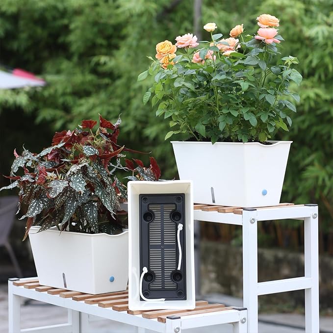 Window Box Planter 6 Pcs, 12.1 Inches Self Watering Plant Pots Rectangle Flower Pots with Drainage Holes and Breathable Trays, Vegetable Planters for Windowsill Patio Garden Balcony Porch Yard (White) - Bloomnest