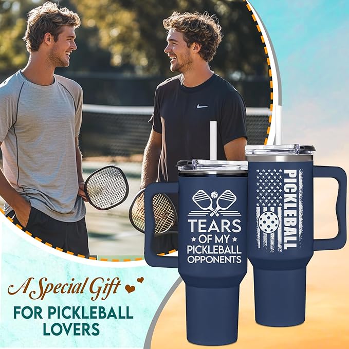 Pickleball Gifts For Men, Gifts For Pickleball Lovers, Pickleball Christmas Gift, Pickleballs Present Ideas From Son, Daughter And Kids, Christmas Presents For Dad, Pickleball Tumbler 40oz With Handle - Bloomnest