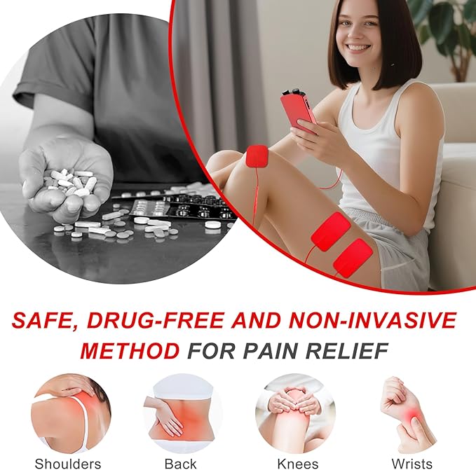 TENS EMS Unit Muscle Stimulator for Pain Relief Therapy - 4 in 1 TENS & EMS & Relax & Custom Frequency + Pulse - Muscle Massager 36 Modes 20 Intensity, Memory & Favorites Function with 600mAh Battery - Bloomnest