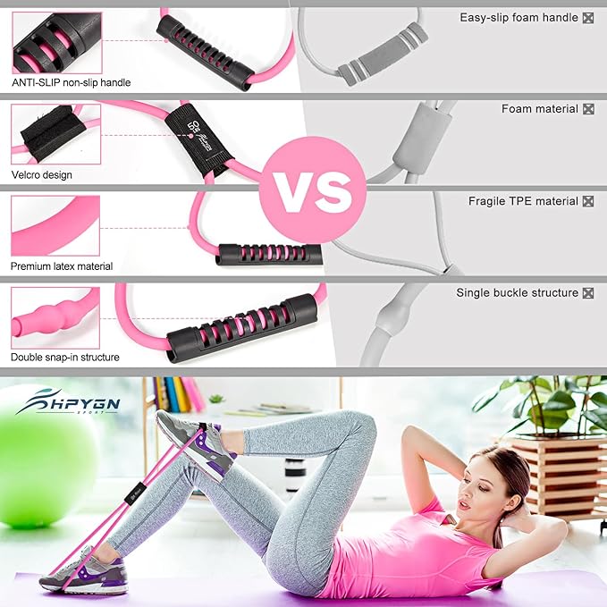 HPYGN Resistance Bands, Figure 8 Exercise Bands for Women Men, 8 Shaped Resistance Bands for Arms, Chest Expander, Yoga Gym Fitness Pulling Rope 8 Word Elastic for Exercise Muscle Training Tubing - Bloomnest